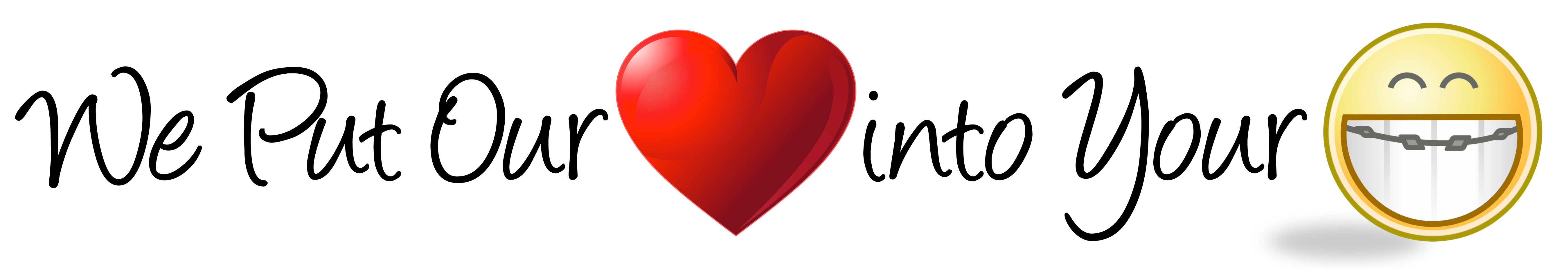 "We put our (red heart emoji) into your (smiling face emoji)"